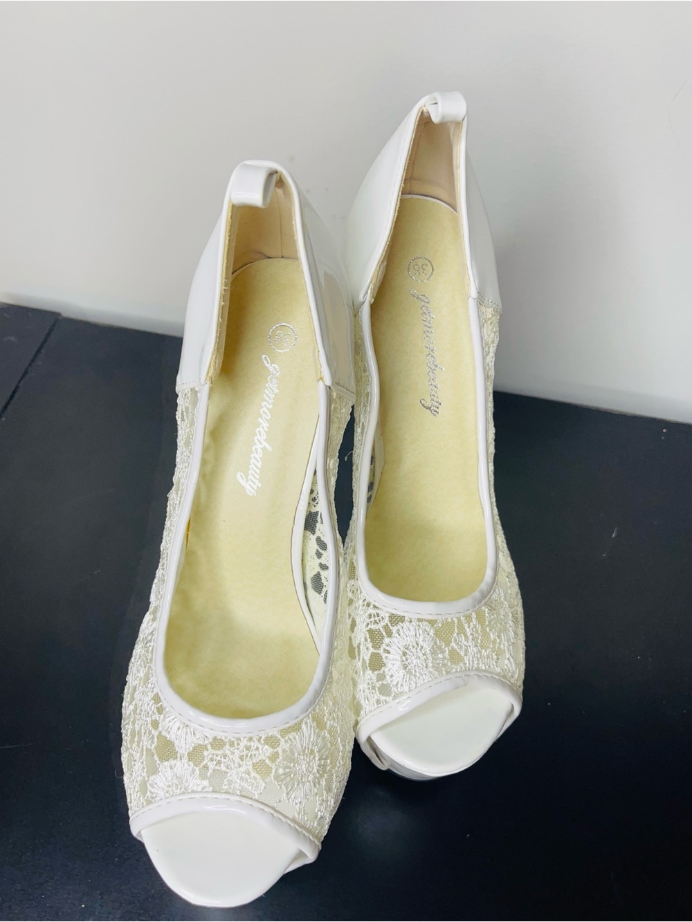 getmorebeauty| White Lace Peep-Toe Stiletto